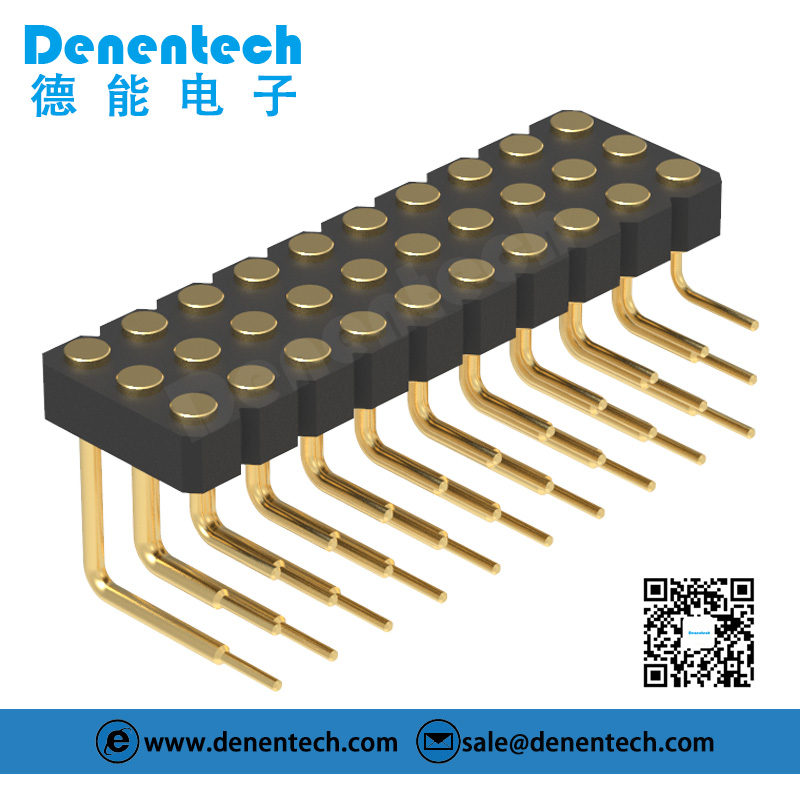 Denentech hot sale 3.0MM H2.5MM triple row female right angle DIP pogo pin